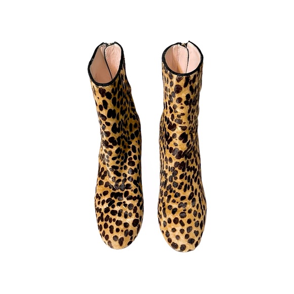 J Crew Sadie Leopard Calfskin Leather Heeled Ankle Boots 7.5 - Picture 11 of 14